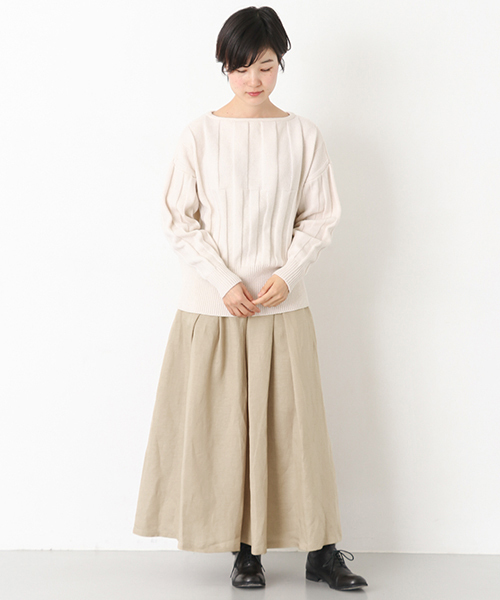 かぐれ（カグレ）の「リネンワッシャータックスカート（スカート・レディース・ベージュ/ブルー/ネイビー・FREE）」の4枚目の写真