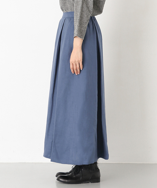 かぐれ（カグレ）の「リネンワッシャータックスカート（スカート・レディース・ベージュ/ブルー/ネイビー・FREE）」の7枚目の写真