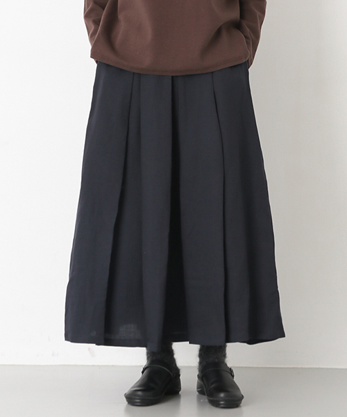 かぐれ（カグレ）の「リネンワッシャータックスカート（スカート・レディース・ベージュ/ブルー/ネイビー・FREE）」の19枚目の写真