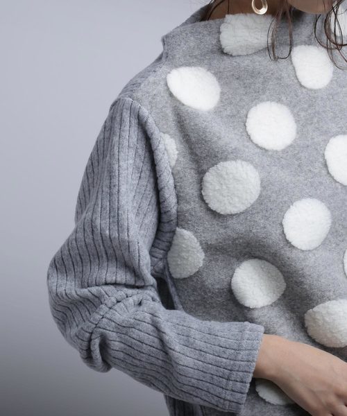 antiqua（アンティカ）の「ふわふわドットトップス（Tシャツ/カットソー・レディース・ブラック/グレー・FREE）」の9枚目の写真