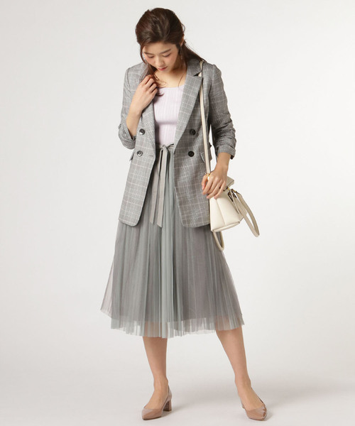 SWINGLE(スウィングル)の「【雑誌掲載】チュールプリーツスカート◆(スカート・レディース・ネイビー/カーキ/キャメル・SMALL)」の2枚目の写真