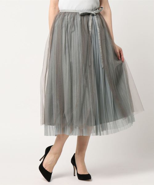 SWINGLE(スウィングル)の「【雑誌掲載】チュールプリーツスカート◆(スカート・レディース・ネイビー/カーキ/キャメル・SMALL)」の8枚目の写真