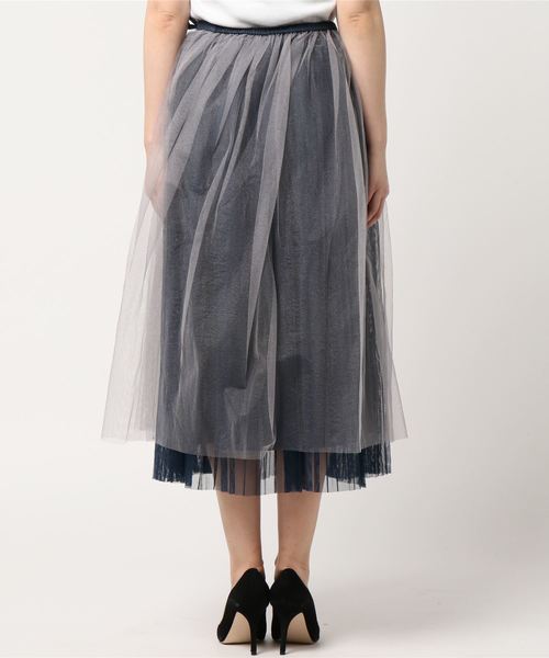 SWINGLE(スウィングル)の「【雑誌掲載】チュールプリーツスカート◆(スカート・レディース・ネイビー/カーキ/キャメル・SMALL)」の4枚目の写真