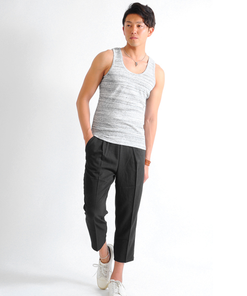 SPADE(スペード)の「【SPADE】MIX杢 フライスタンクトップ(タンクトップ・メンズ・ブラック/杢グレー/ネイビー・M/L/LL)」の4枚目の写真