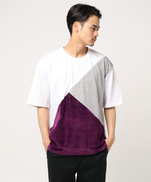 VIBGYOR(ヴィブジョー)の「VIBGYOR Select/ ベロア切替TシャツA(Tシャツ/カットソー・メンズ・ホワイト/ブラック・MEDIUM/LARGE/X-LARGE)」の5枚目の写真