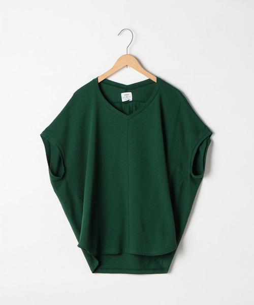 coen(コーエン)の「【新色追加・接触冷感】梨地変形Vネックカットソー(Tシャツ/カットソー・レディース・オリーブ/ホワイト/ブラック/マスタード/ライトピンク/ダークグリーン・FREE)」の1枚目の写真