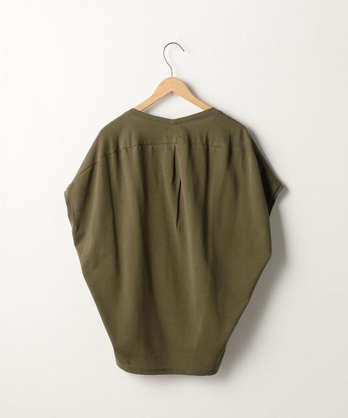 coen(コーエン)の「【新色追加・接触冷感】梨地変形Vネックカットソー(Tシャツ/カットソー・レディース・オリーブ/ホワイト/ブラック/マスタード/ライトピンク/ダークグリーン・FREE)」の8枚目の写真