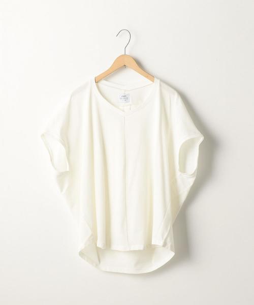 coen(コーエン)の「【新色追加・接触冷感】梨地変形Vネックカットソー(Tシャツ/カットソー・レディース・オリーブ/ホワイト/ブラック/マスタード/ライトピンク/ダークグリーン・FREE)」の13枚目の写真