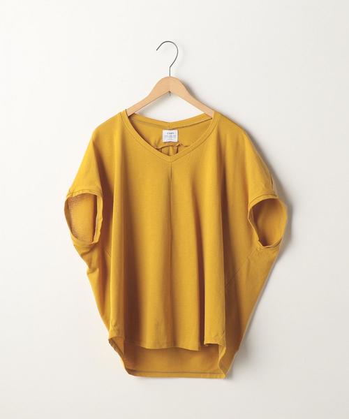 coen(コーエン)の「【新色追加・接触冷感】梨地変形Vネックカットソー(Tシャツ/カットソー・レディース・オリーブ/ホワイト/ブラック/マスタード/ライトピンク/ダークグリーン・FREE)」の17枚目の写真