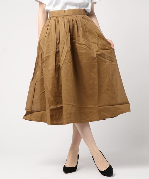 AMERICAN HOLIC（アメリカンホリック）の「・綿麻ギャザーフレアスカート＊（スカート・レディース・ベージュ/ネイビー/カーキ/その他5/ストライプ/チェック・FREE）」の2枚目の写真