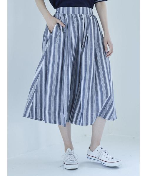 AMERICAN HOLIC（アメリカンホリック）の「・綿麻ギャザーフレアスカート＊（スカート・レディース・ベージュ/ネイビー/カーキ/その他5/ストライプ/チェック・FREE）」の16枚目の写真