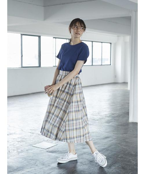 AMERICAN HOLIC（アメリカンホリック）の「・綿麻ギャザーフレアスカート＊（スカート・レディース・ベージュ/ネイビー/カーキ/その他5/ストライプ/チェック・FREE）」の17枚目の写真