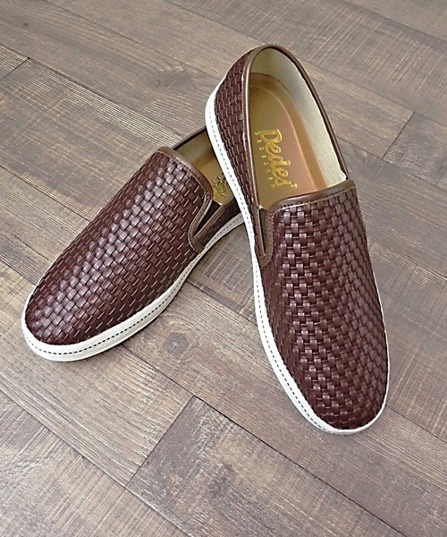 Dedes（デデス）の「Dedes / レザー編み込み風型押しスリッポン(5241)（スリッポン・メンズ・ホワイト/ブラック/ワイン/キャメル/ブラウン/ダークブラウン・44/40/41/42/43）」の3枚目の写真