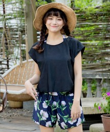 TeddyShop | 水着 花柄ラッシュガード タンキニバックシャン4点セット(水着)