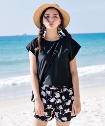 TeddyShop | 水着 花柄ラッシュガード タンキニバックシャン4点セット(水着)