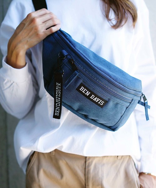 BEN DAVIS（ベンデイビス）の「【BEN DAVIS/ベンデイビス】普段遣い抜群なヘビロテデザイン ワンポイントブランドロゴ入り ユニセックスデザイン ブランドネームリボン付き ウエストバッグ（ボディバッグ/ウエストポーチ・レディース・ブラック/レッド/ピンク/スミクロ/ライトピンク/ネイビー/パープル/イエロー/ライトパープル/グリーン/レッド系その他・FREE）」の5枚目の写真