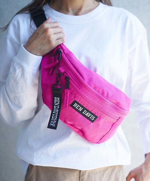 BEN DAVIS（ベンデイビス）の「【BEN DAVIS/ベンデイビス】普段遣い抜群なヘビロテデザイン ワンポイントブランドロゴ入り ユニセックスデザイン ブランドネームリボン付き ウエストバッグ（ボディバッグ/ウエストポーチ・レディース・ブラック/レッド/ピンク/スミクロ/ライトピンク/ネイビー/パープル/イエロー/ライトパープル/グリーン/レッド系その他・FREE）」の10枚目の写真