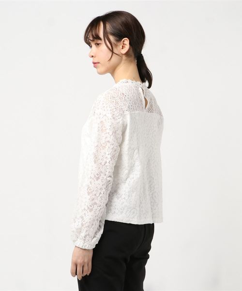 rps(アールピーエス)の「レースハイネックパッチワークブラウス(シャツ/ブラウス・レディース・オフホワイト/ブラック/グレイッシュベージュ・M)」の5枚目の写真