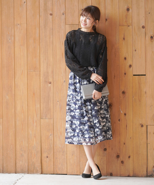 rps(アールピーエス)の「レースハイネックパッチワークブラウス(シャツ/ブラウス・レディース・オフホワイト/ブラック/グレイッシュベージュ・M)」の8枚目の写真