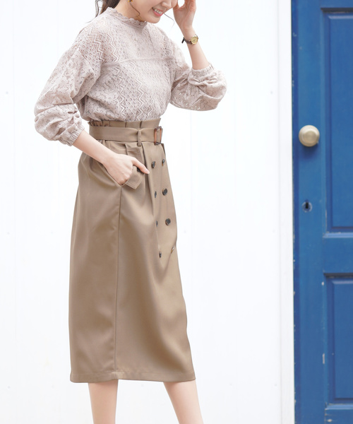 rps(アールピーエス)の「レースハイネックパッチワークブラウス(シャツ/ブラウス・レディース・オフホワイト/ブラック/グレイッシュベージュ・M)」の4枚目の写真