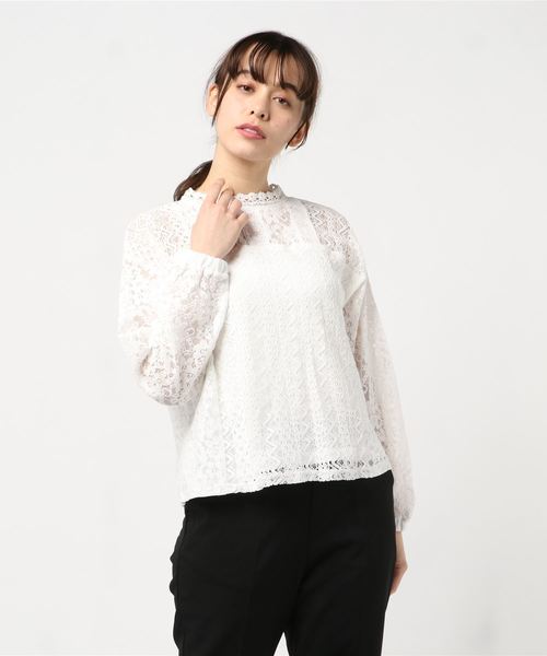 rps(アールピーエス)の「レースハイネックパッチワークブラウス(シャツ/ブラウス・レディース・オフホワイト/ブラック/グレイッシュベージュ・M)」の6枚目の写真