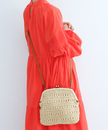 MERLOT | ペーパー編みがま口ショルダーバッグ043-7601(ショルダーバッグ)