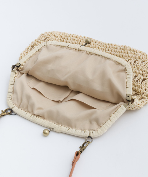 MERLOT（メルロー）の「ペーパー編みがま口ショルダーバッグ043-7601（ショルダーバッグ・レディース・ブラック/ベージュ/アイボリー・FREE）」の10枚目の写真