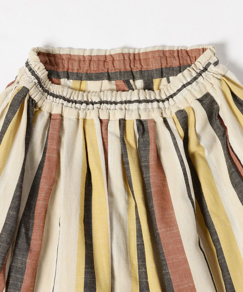 オカモト商店 / 久留米絣 ギャザー ロングスカート ＜WOMEN