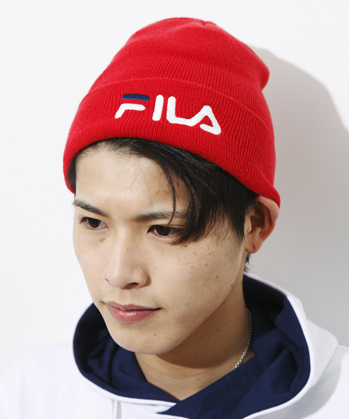 WEGO（ウィゴー）の「WEGO/FILAニットキャップ（ニットキャップ/ビーニー・メンズ・ホワイト/ブラック/ネイビー/レッド・FREE）」の4枚目の写真
