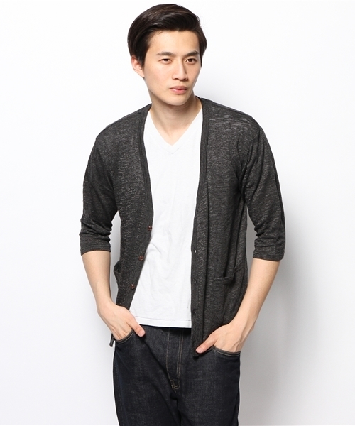 WEGO（ウィゴー）の「WEGO/スラブ杢7分袖カーディガン（カーディガン/ボレロ・メンズ・ブラック/ベージュ/ブルー/レッド・MEDIUM/LARGE）」の10枚目の写真