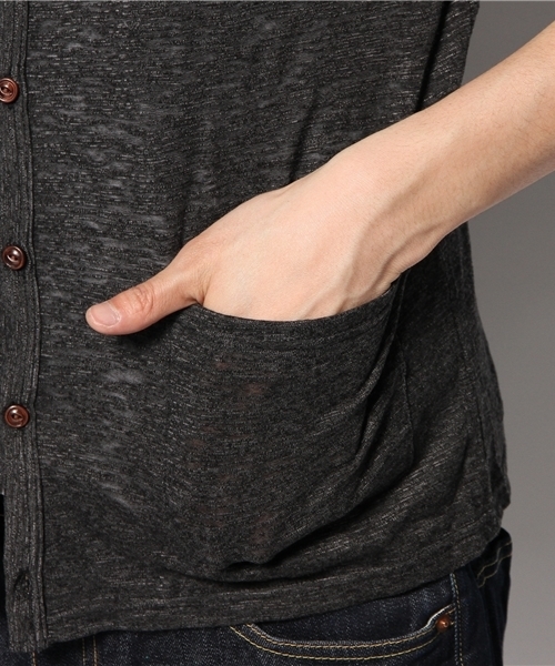 WEGO（ウィゴー）の「WEGO/スラブ杢7分袖カーディガン（カーディガン/ボレロ・メンズ・ブラック/ベージュ/ブルー/レッド・MEDIUM/LARGE）」の7枚目の写真