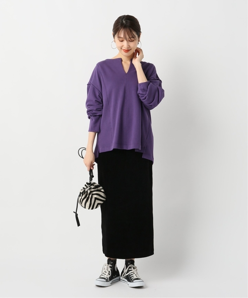 JOINT WORKS（ジョイントワークス）の「裏毛フロントスリットプルオーバー◆（スウェット・レディース・ブラック/カーキ/パープル・FREE）」の4枚目の写真