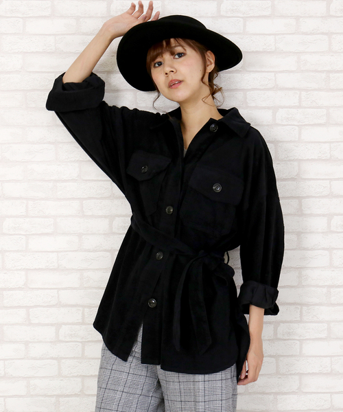 MARLENE JOBERT（マルレーヌ　ジョベル）の「コーデュロイビックシルエットジャケット（その他アウター・レディース・ブラック/ブラウン/ベージュ・M/L）」の2枚目の写真