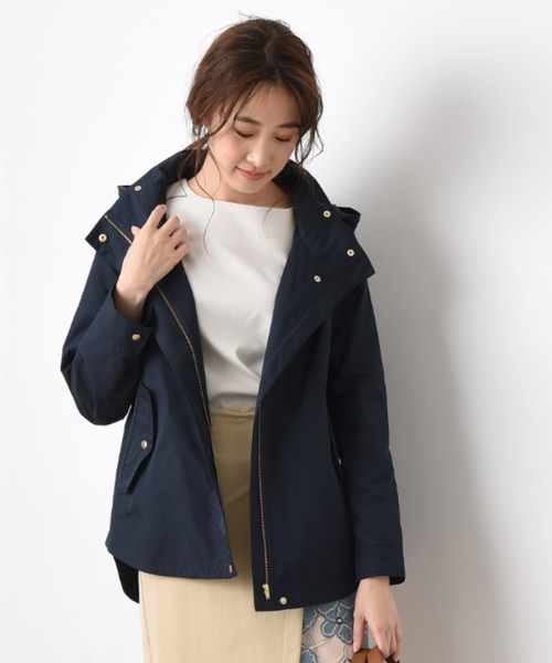 INTERPLANET（インタープラネット）の「マイクロピーチクロスフード付ショートコート（マウンテンパーカー・レディース・ベージュ/ネイビー/カーキ・FREE）」の3枚目の写真