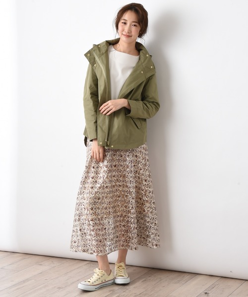 INTERPLANET（インタープラネット）の「マイクロピーチクロスフード付ショートコート（マウンテンパーカー・レディース・ベージュ/ネイビー/カーキ・FREE）」の14枚目の写真