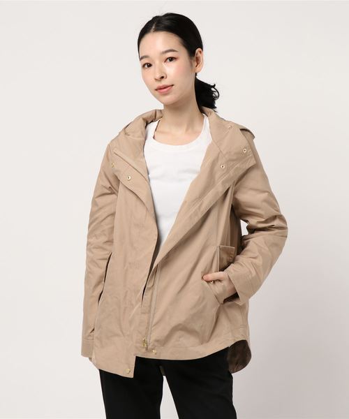 INTERPLANET（インタープラネット）の「マイクロピーチクロスフード付ショートコート（マウンテンパーカー・レディース・ベージュ/ネイビー/カーキ・FREE）」の7枚目の写真