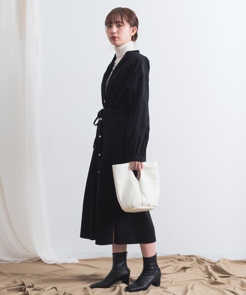 Aunt Marie's（アントマリーズ）の「AUNT MARIE'S コーデュロイバンドカラーシャツワンピース（ワンピース・レディース・ブラック/ベージュ/ブラウン/グリーン・FREE）」の12枚目の写真