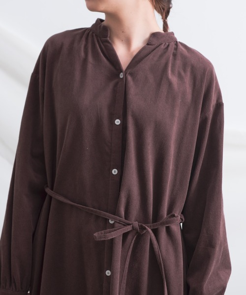 Aunt Marie's（アントマリーズ）の「AUNT MARIE'S コーデュロイバンドカラーシャツワンピース（ワンピース・レディース・ブラック/ベージュ/ブラウン/グリーン・FREE）」の16枚目の写真