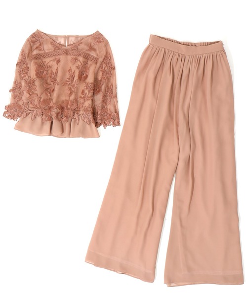 レースセットアップ結婚式ワイドパンツドレス（パンツドレス）｜Fashion Letter（ファッションレター）