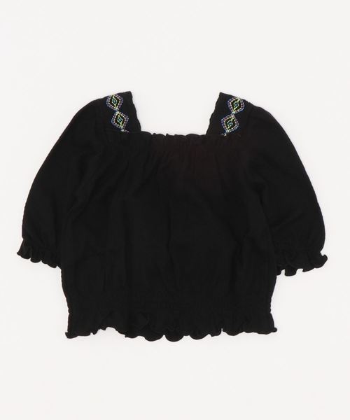 BRANSHES(ブランシェス)の「刺繍長袖トップス(Tシャツ/カットソー・キッズ・オフホワイト/ブラック・150cm/120cm/140cm/100cm/110cm/80cm/90cm/130cm)」の5枚目の写真