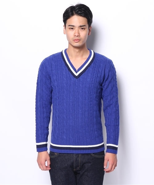 WEGO（ウィゴー）の「WEGO/チルデンニット（ニット/セーター・メンズ・オフホワイト/ベージュ/ネイビー/ロイヤルブルー・LARGE/MEDIUM）」の5枚目の写真