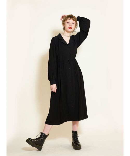 jouetie(ジュエティ)の「オープンカラーベーシックワンピース(シャツワンピース・レディース・ブラック/ミント/ベージュ・MEDIUM)」の1枚目の写真