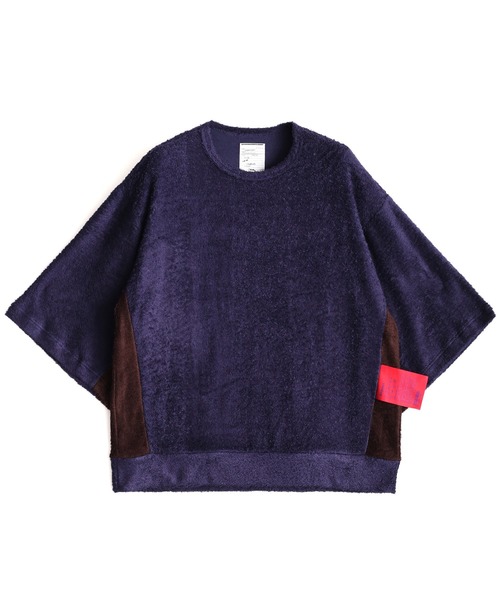 SHAREEF（シャリーフ）の「RAYON PILE 3TONE S/S T（Tシャツ/カットソー・メンズ・ブラック/ネイビー/ブラウン/ターコイズブルー・1/2/3）」の3枚目の写真