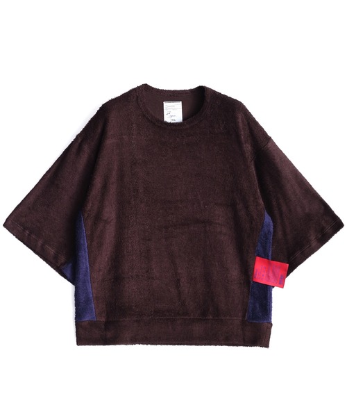 SHAREEF（シャリーフ）の「RAYON PILE 3TONE S/S T（Tシャツ/カットソー・メンズ・ブラック/ネイビー/ブラウン/ターコイズブルー・1/2/3）」の2枚目の写真