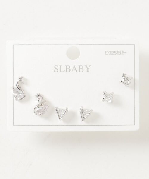 ポスト925シルバ ピアス ピアス 両耳用 3点セット ピアス 両耳用 Especia エスペシア のファッション アクセサリー セール