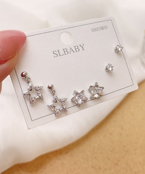 TABI PAL(タビパル)の「ポスト925シルバ-*ピアス 3点セット(ピアス(両耳用)・レディース・A/B/C/D/E/F/G/H/I/J/K/L/M/N/O/P/Q/R/S/T/U/V/X/W/Y/その他2/その他3/その他4/その他/その他5/その他1/その他21/その他22/その他9/その他10/その他11/その他20/その他12/その他13/その他6/その他7/その他8/その他14/その他15/その他16/その他17/その他18/その他19/その他23/その他24/その他25/その他26/その他27/その他28/その他29/その他30・FREE)」の1枚目の写真