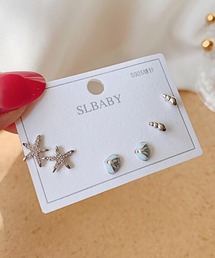 ポスト925シルバ-＊ピアス 3点セット