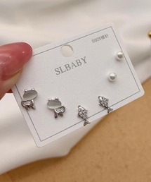 ポスト925シルバ-*ピアス 3点セット