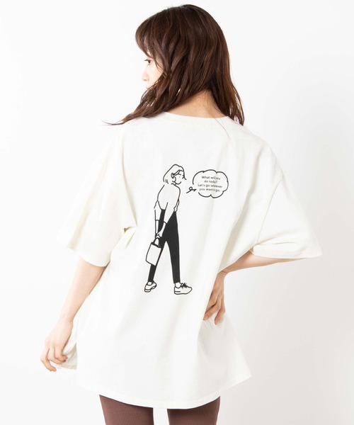 WEGO(ウィゴー)の「WEGO/girlラインアートTシャツ(Tシャツ/カットソー・レディース・ホワイト/ホワイト系その他・FREE)」の1枚目の写真