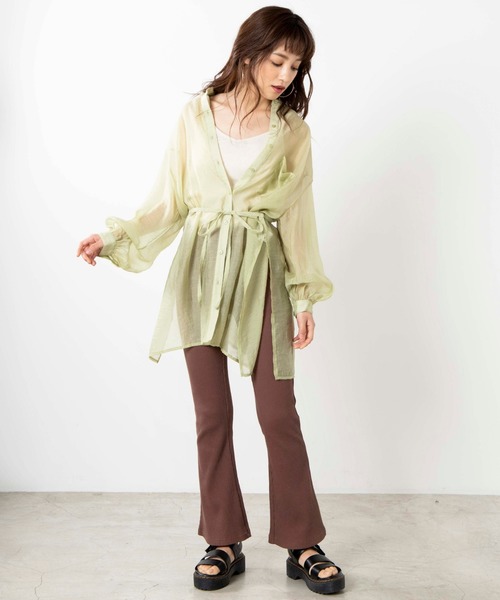 WEGO（ウィゴー）の「WEGO/フレアリブパンツ（スラックス・レディース・ブラック/ブラウン・FREE）」の6枚目の写真